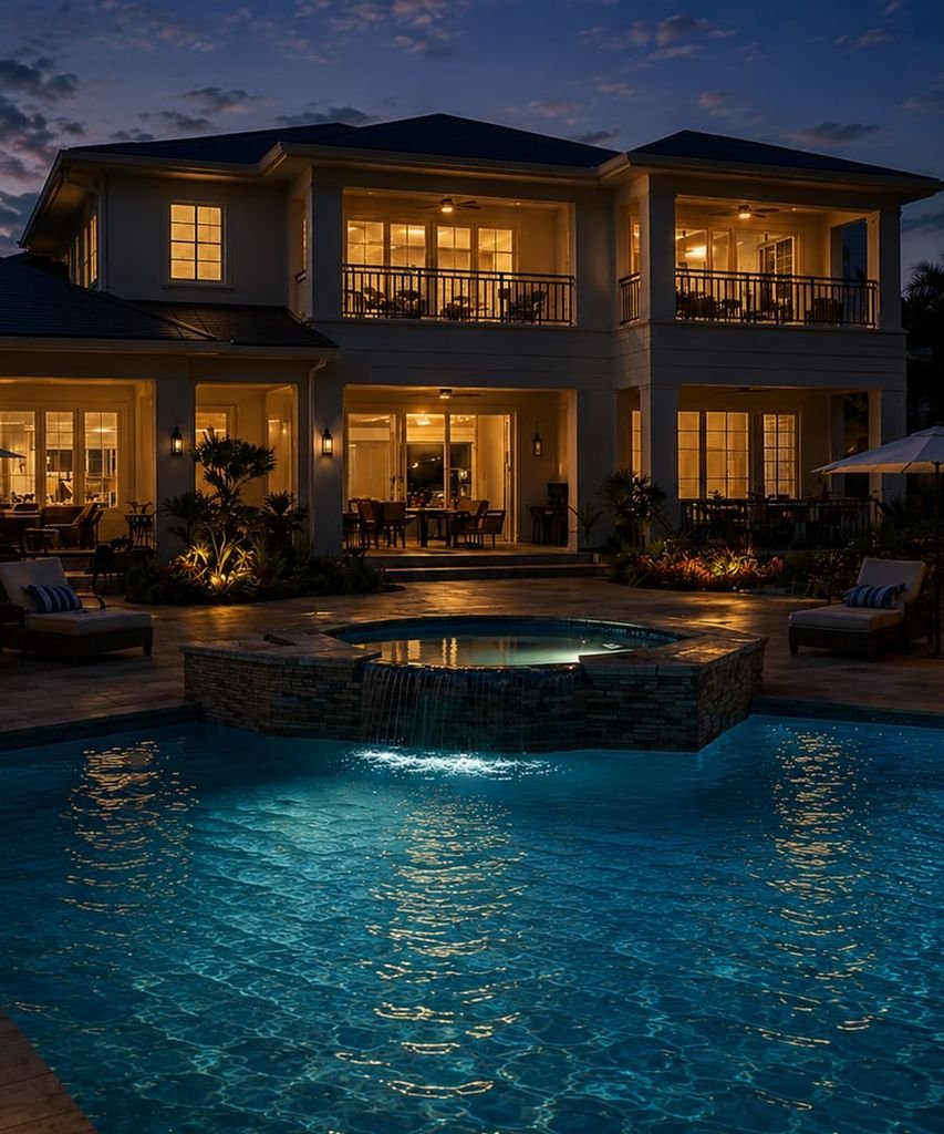 Luxury Florida home with custom pool built by Sunrise Contractors